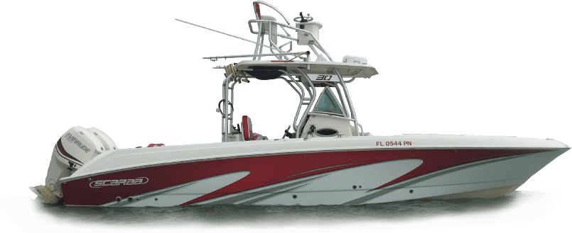 Red and white boat wrap image